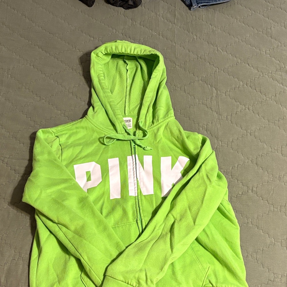 Victoria's Secret Lime Green Hoodie with PINK Logo